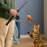 Cat Teaser Wand Telescopic Feather Lure Fiberglass Pole