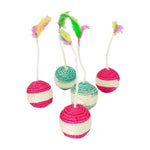 Cat Toy Ball Natural Sisal & Feathers 5-Pack