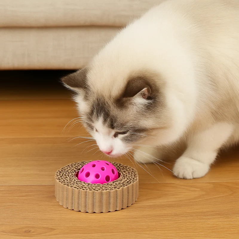 Cat Toy Corrugated Scratch & Spin 4-Pack