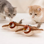 Cat Toy Flapping Chirping Bird USB Rechargeable Plush Kicker