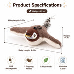 Cat Toy Flapping Chirping Bird USB Rechargeable Plush Kicker