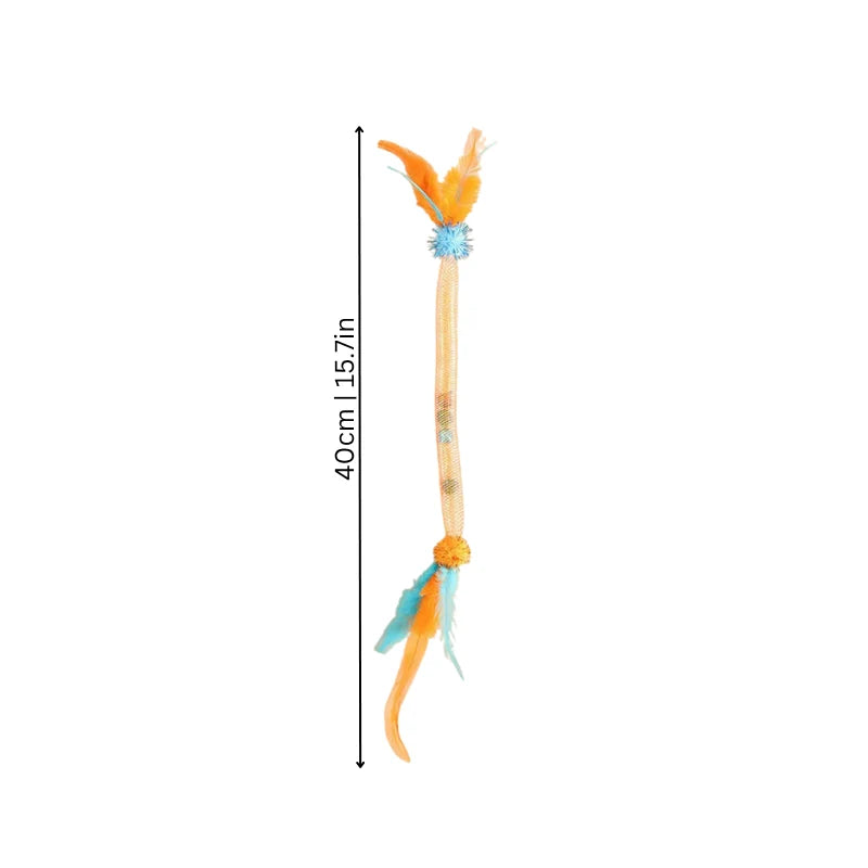 Cat Toy Interactive Feather Teaser Bell & Catnip 3-Pack