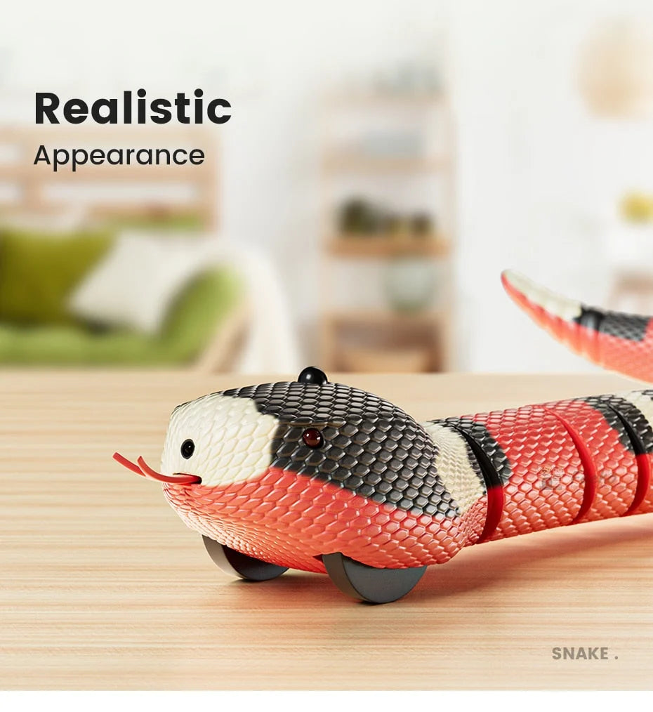 Cat Toy Interactive Silicone Snake Obstacle-Avoiding USB Rechargeable