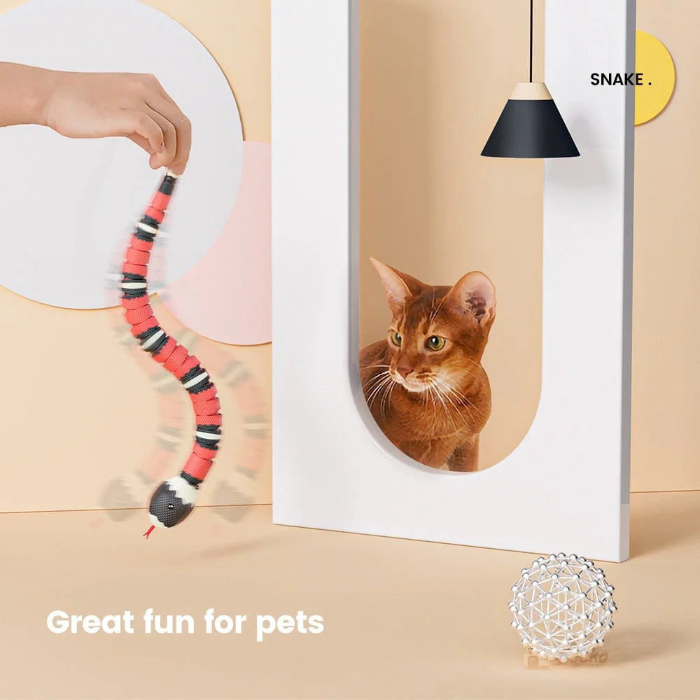 Cat Toy Interactive Silicone Snake Obstacle-Avoiding USB Rechargeable