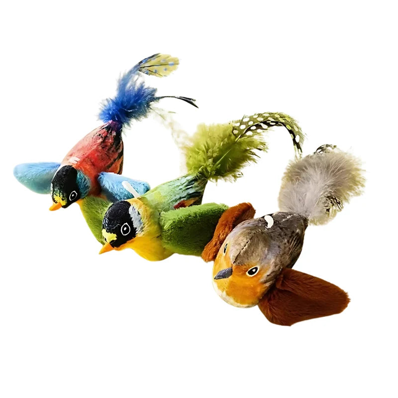 Cat Toy Plush Feather Tail Realistic Sound 3 Pack