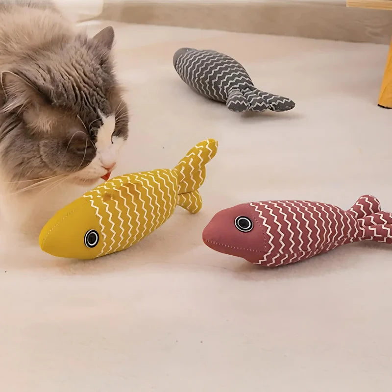 Cat Toy Set Fish-Shaped Catnip-Filled 3-Pack