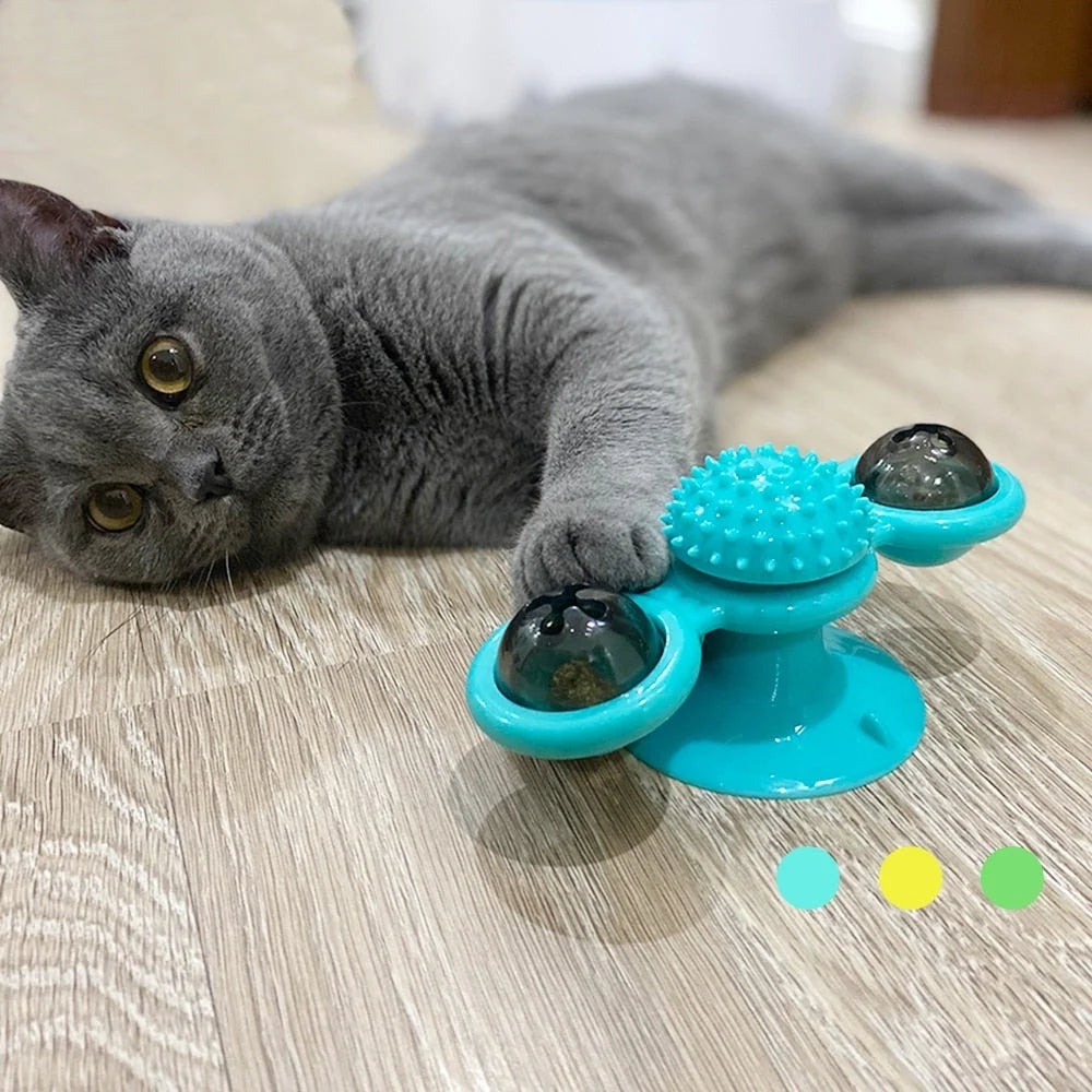 Cat Toy Suction Cup Rotating Flashing LED Ball