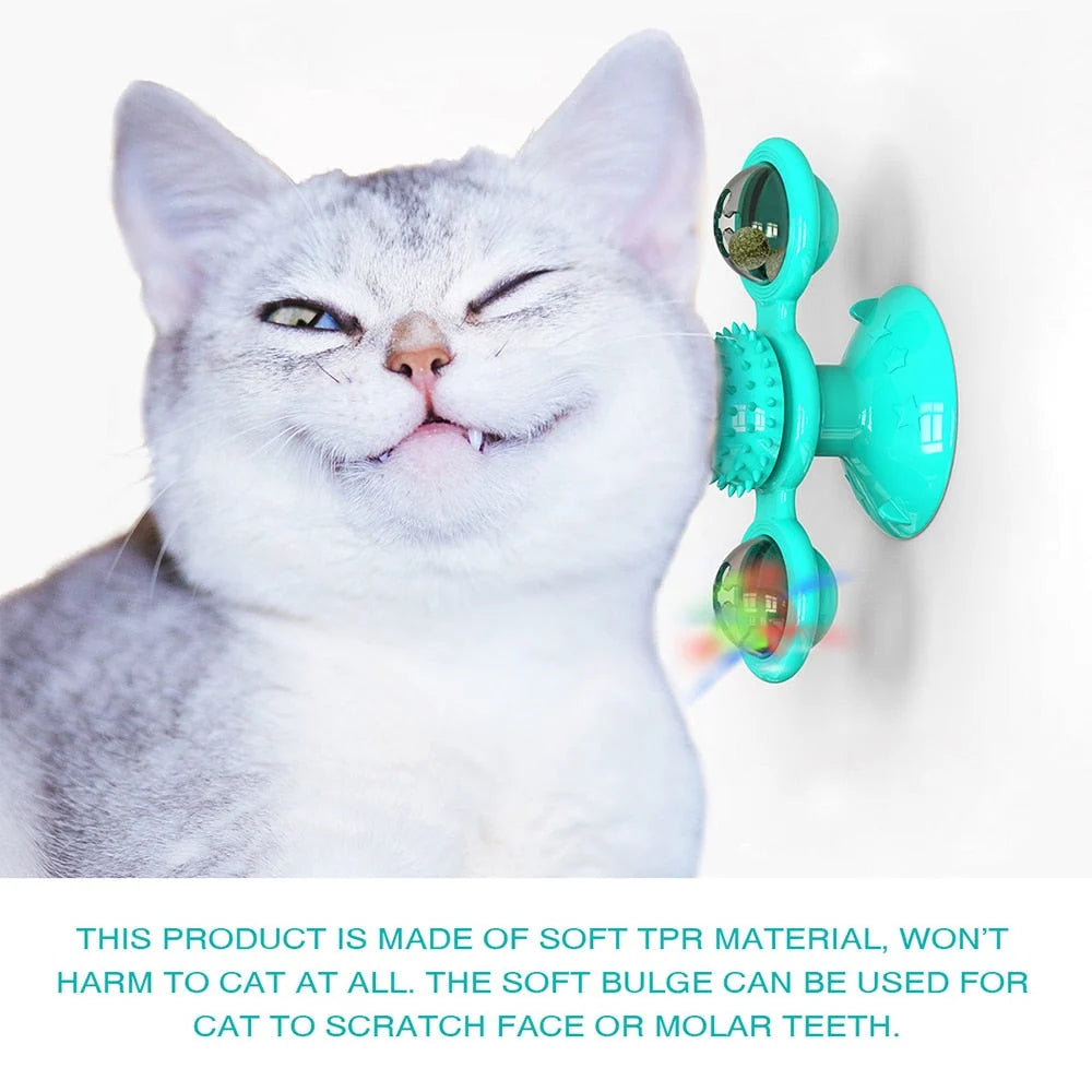 Cat Toy Suction Cup Rotating Flashing LED Ball
