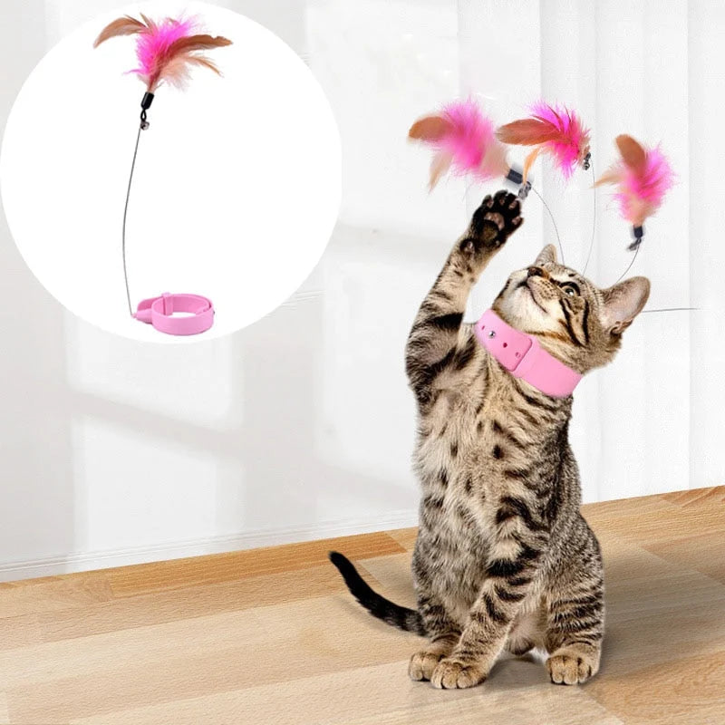 Cat Toy Wearable Silicone Ankle Strap Feather Design