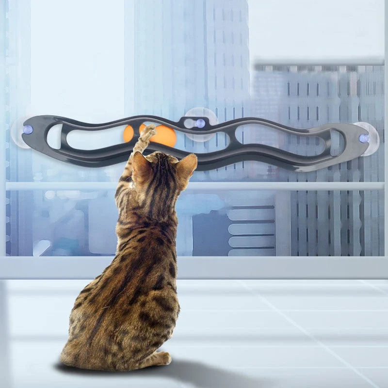 Cat Track Ball Toy Wall Or Window Mount Space-Saving