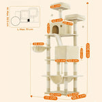 Cat Tree 2m Tall Plush Platforms 13 Sisal Posts