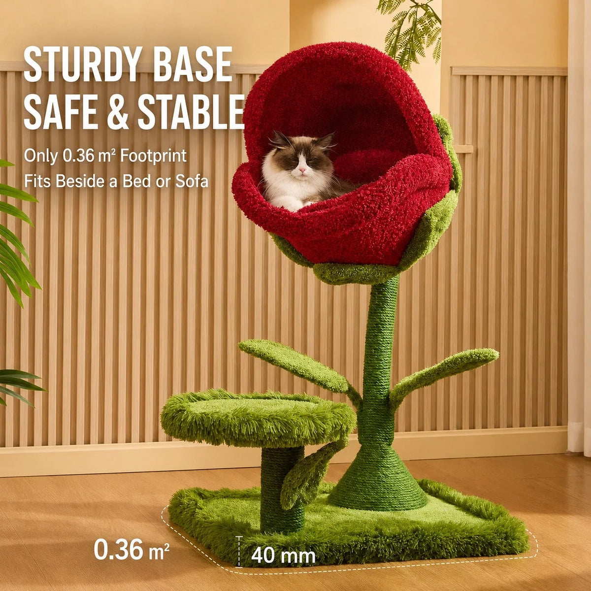 Cat Tree Flower-Shaped Plush Nest & Sisal Scratching Posts