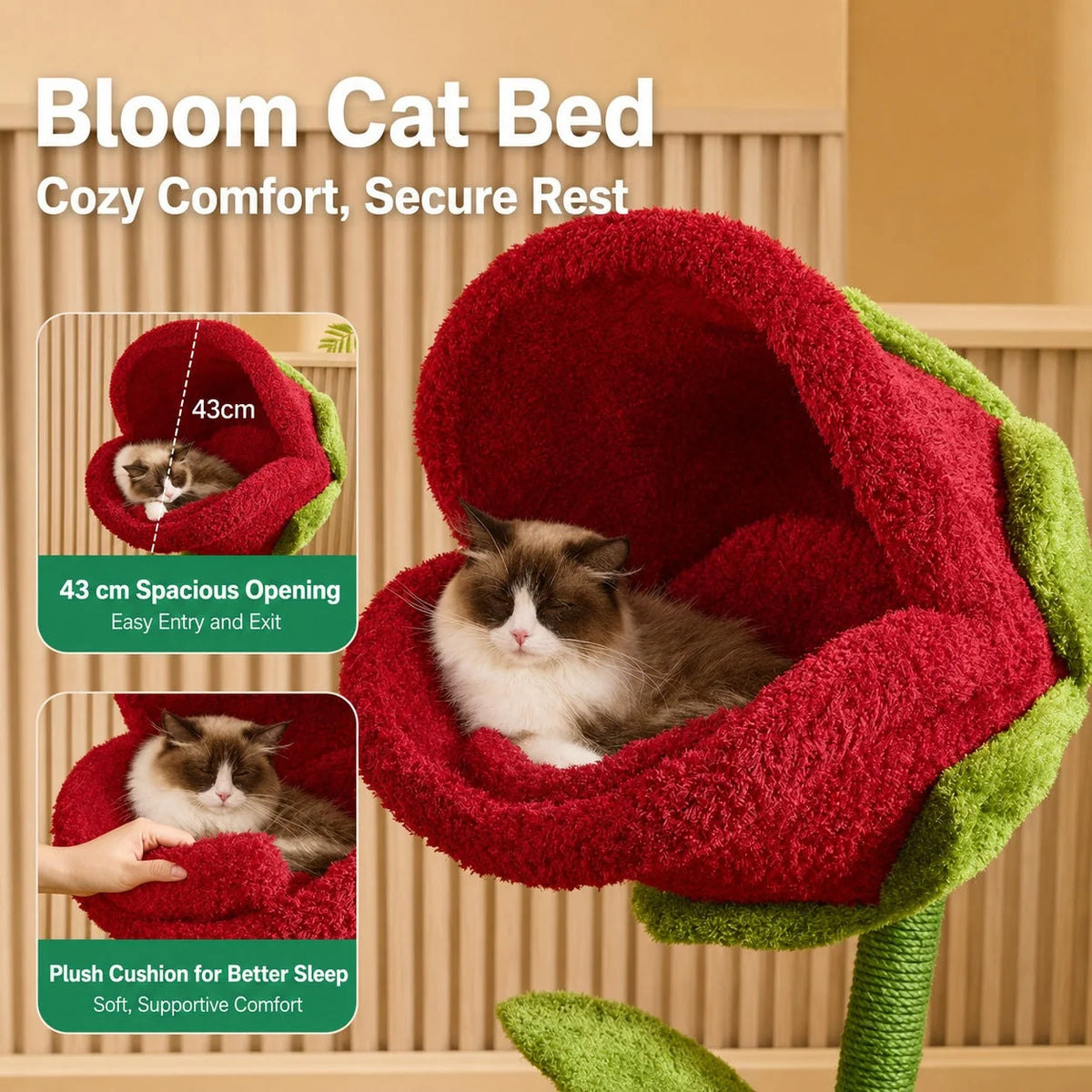 Cat Tree Flower-Shaped Plush Nest & Sisal Scratching Posts