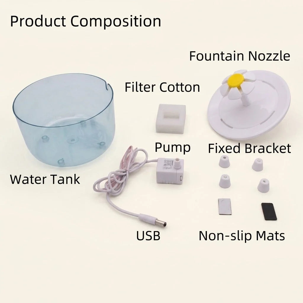 Cat Water Fountain USB-Powered Three Flow Modes 23.7 Oz Capacity