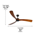Ceiling Fan Walnut Wood Blades Reversible Airflow Remote Control