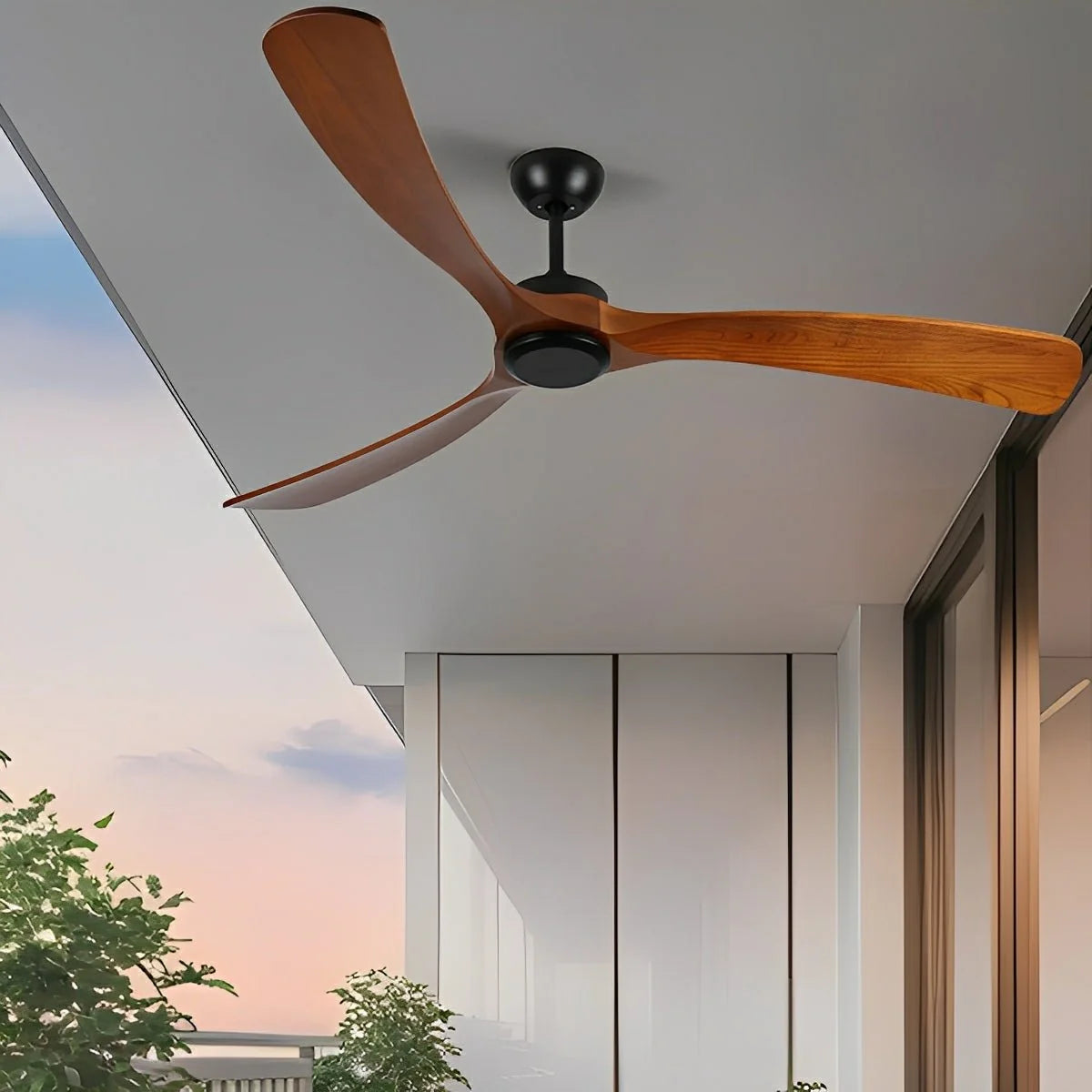 Ceiling Fan Walnut Wood Blades Reversible Airflow Remote Control