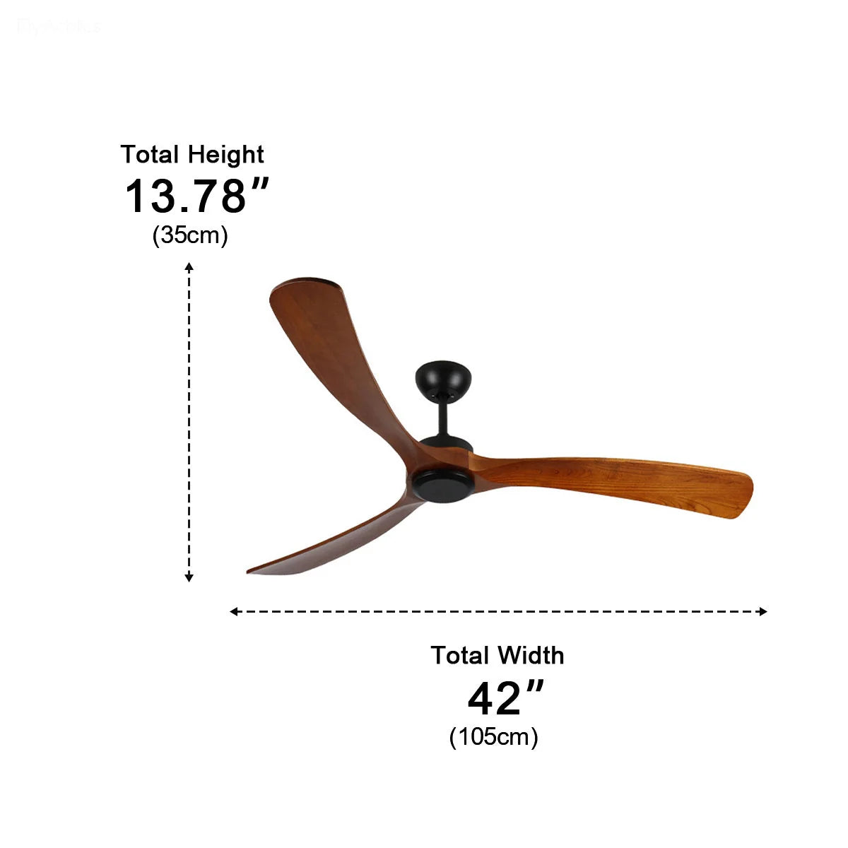 Ceiling Fan Walnut Wood Blades Reversible Airflow Remote Control