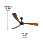 Ceiling Fan Walnut Wood Blades Reversible Airflow Remote Control