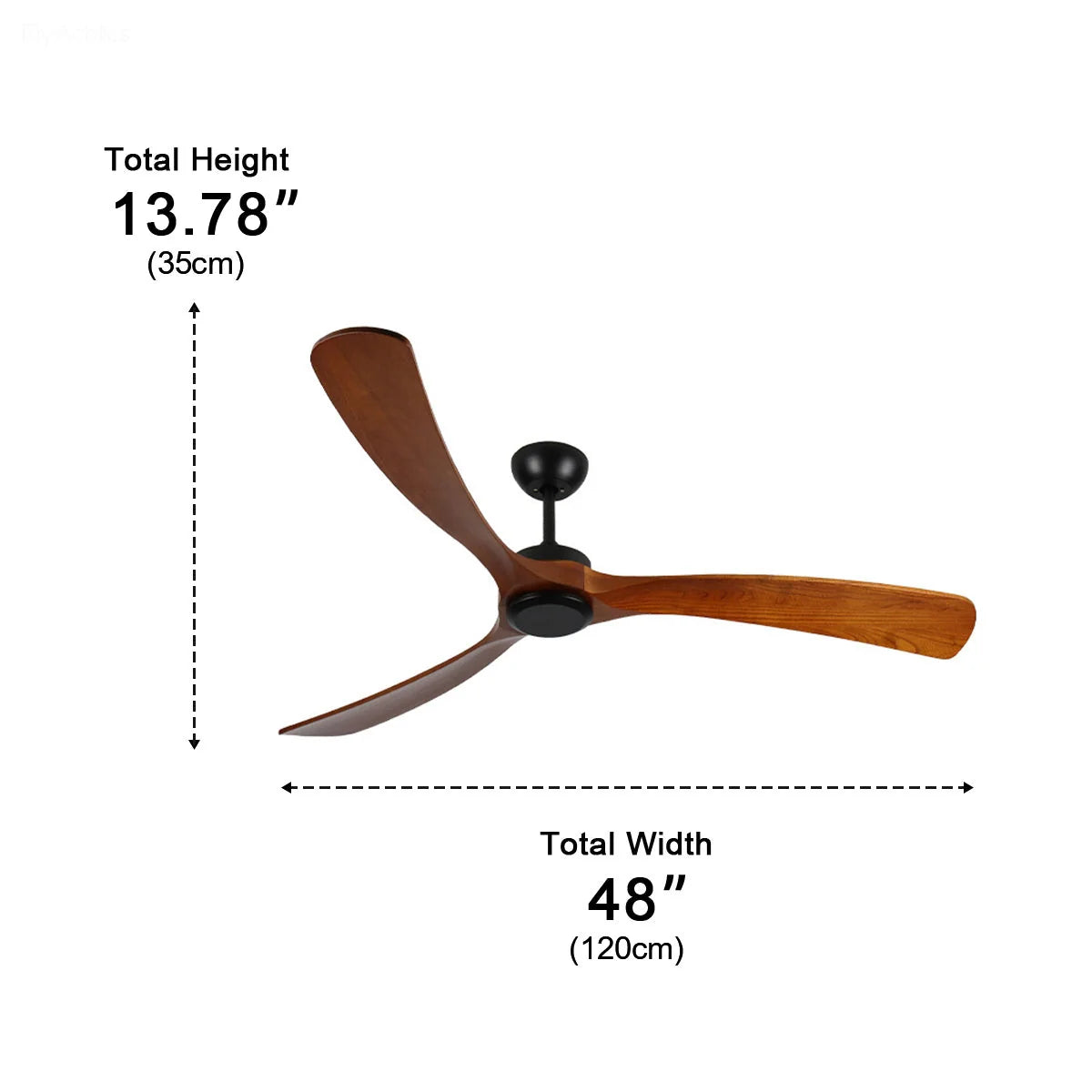 Ceiling Fan Walnut Wood Blades Reversible Airflow Remote Control