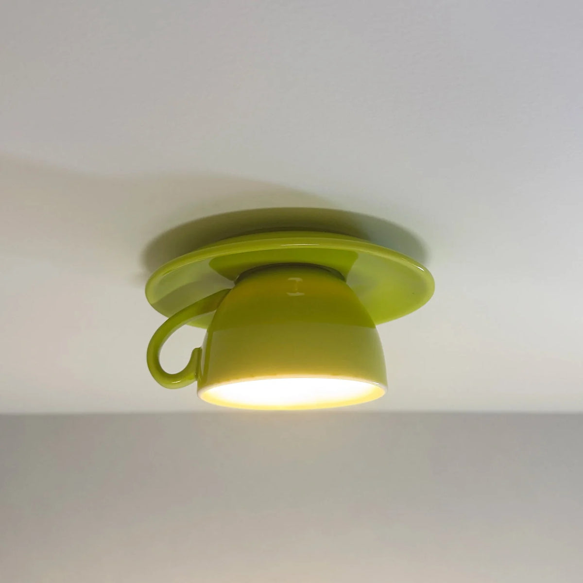 Ceiling Light Ceramic Coffee Mug Design Built-In LED Lighting