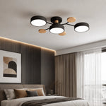 Ceiling Light Round Metal and Wood 3-Color LED
