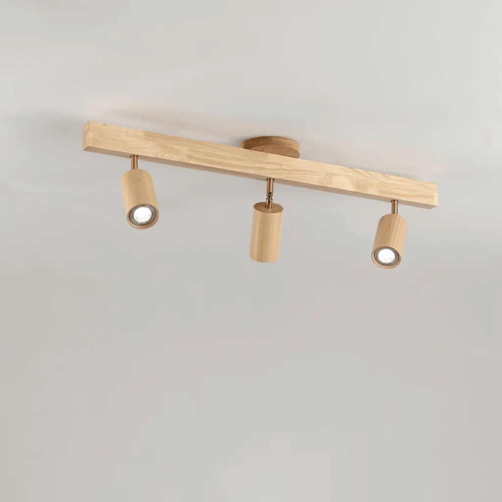 Ceiling Light Solid Wood Adjustable Head E27 LED Compatible