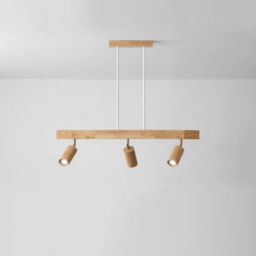 Ceiling Light Solid Wood Adjustable Head E27 LED Compatible