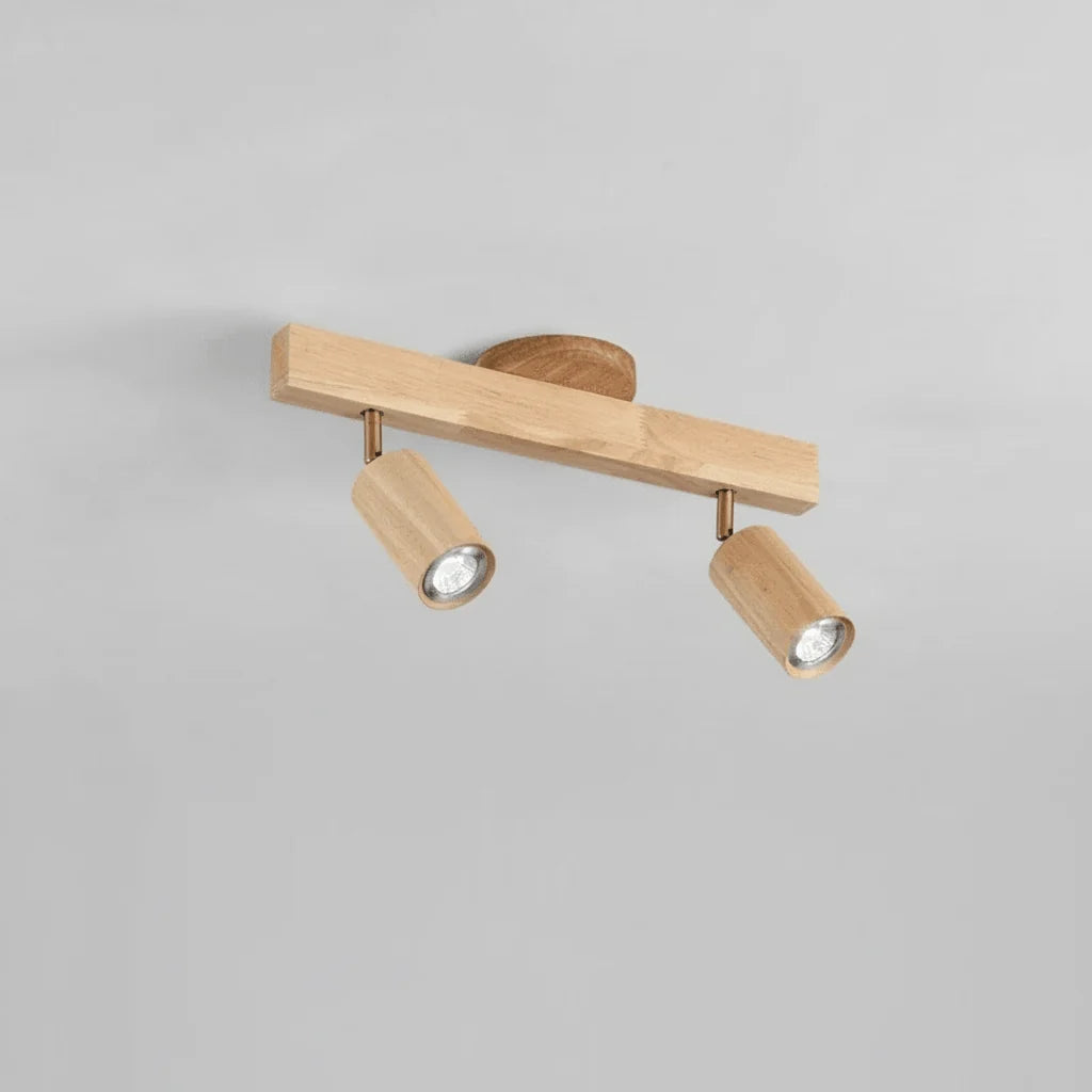 Ceiling Light Solid Wood Adjustable Head E27 LED Compatible