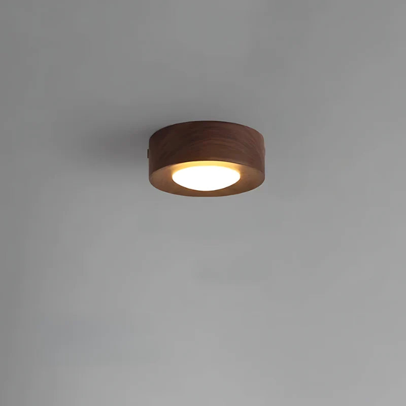 Ceiling Light Walnut Wood Energy-Efficient LED