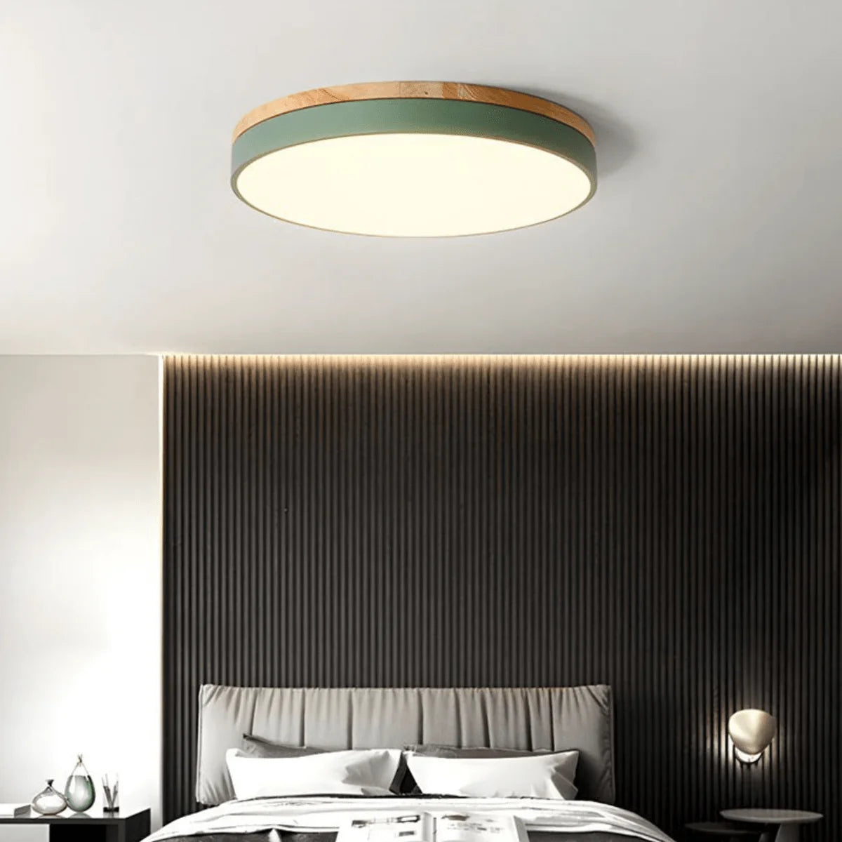 Ceiling Light Wood And Metal 4000K LED Minimalist Design