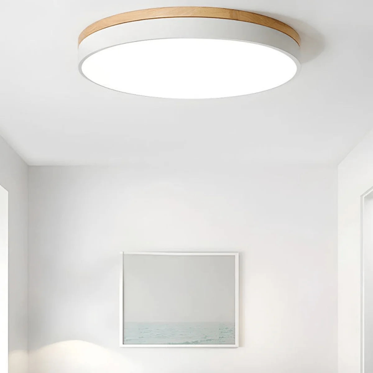 Ceiling Light Wood And Metal 4000K LED Minimalist Design