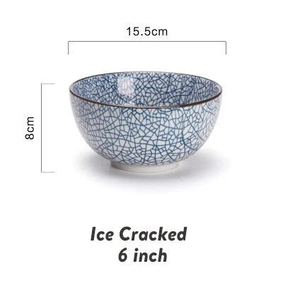 Ceramic Bowl Crackle Glaze 33.8 Fl Oz Capacity