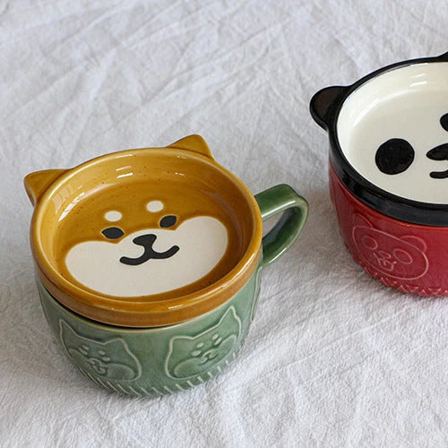 Ceramic Cat Mug With Lid 10.2–13.5 Fl Oz
