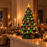 Ceramic Christmas Tree Glazed Ceramic Warm LED Multicolor Lights