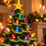 Ceramic Christmas Tree Glazed Ceramic Warm LED Multicolor Lights