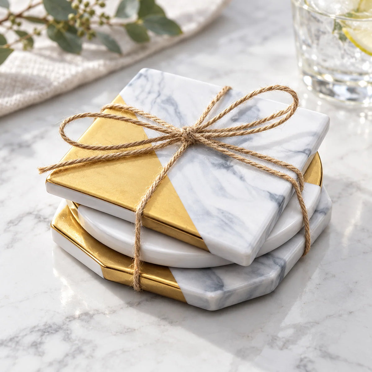 Ceramic Coaster Marble Stripe Design
