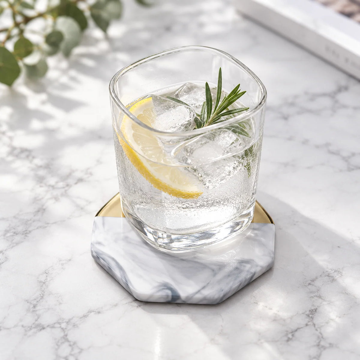 Ceramic Coaster Marble Stripe Design