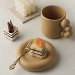 Ceramic Coffee Mug Berry-Shaped Handle With Matching Tray