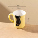 Ceramic Coffee Mug Climbing Cat Design Ergonomic Handle 11.8 Fl Oz