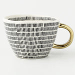 Ceramic Coffee Mug Geometric Pattern Gold Handle 330ml