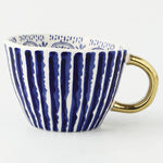 Ceramic Coffee Mug Geometric Pattern Gold Handle 330ml