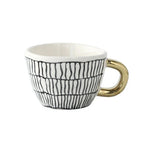 Ceramic Coffee Mug Geometric Pattern Gold Handle 330ml