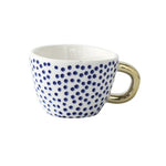 Ceramic Coffee Mug Geometric Pattern Gold Handle 330ml