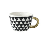Ceramic Coffee Mug Geometric Pattern Gold Handle 330ml