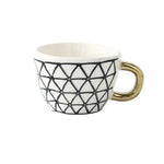 Ceramic Coffee Mug Geometric Pattern Gold Handle 330ml