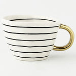 Ceramic Coffee Mug Geometric Pattern Gold Handle 330ml