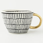 Ceramic Coffee Mug Geometric Pattern Gold Handle 330ml