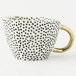 Ceramic Coffee Mug Geometric Pattern Gold Handle 330ml