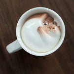 Ceramic Coffee Mug Hidden Sleeping Cat With Wavy Saucer 7.1 Oz