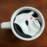 Ceramic Coffee Mug Hidden Sleeping Cat With Wavy Saucer 7.1 Oz
